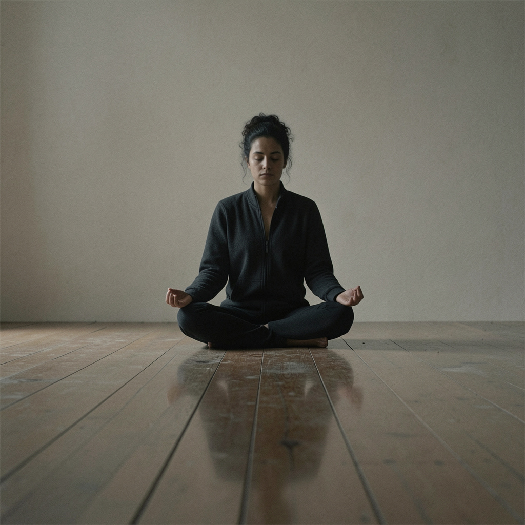 Peaceful moment of self-reflection and awareness